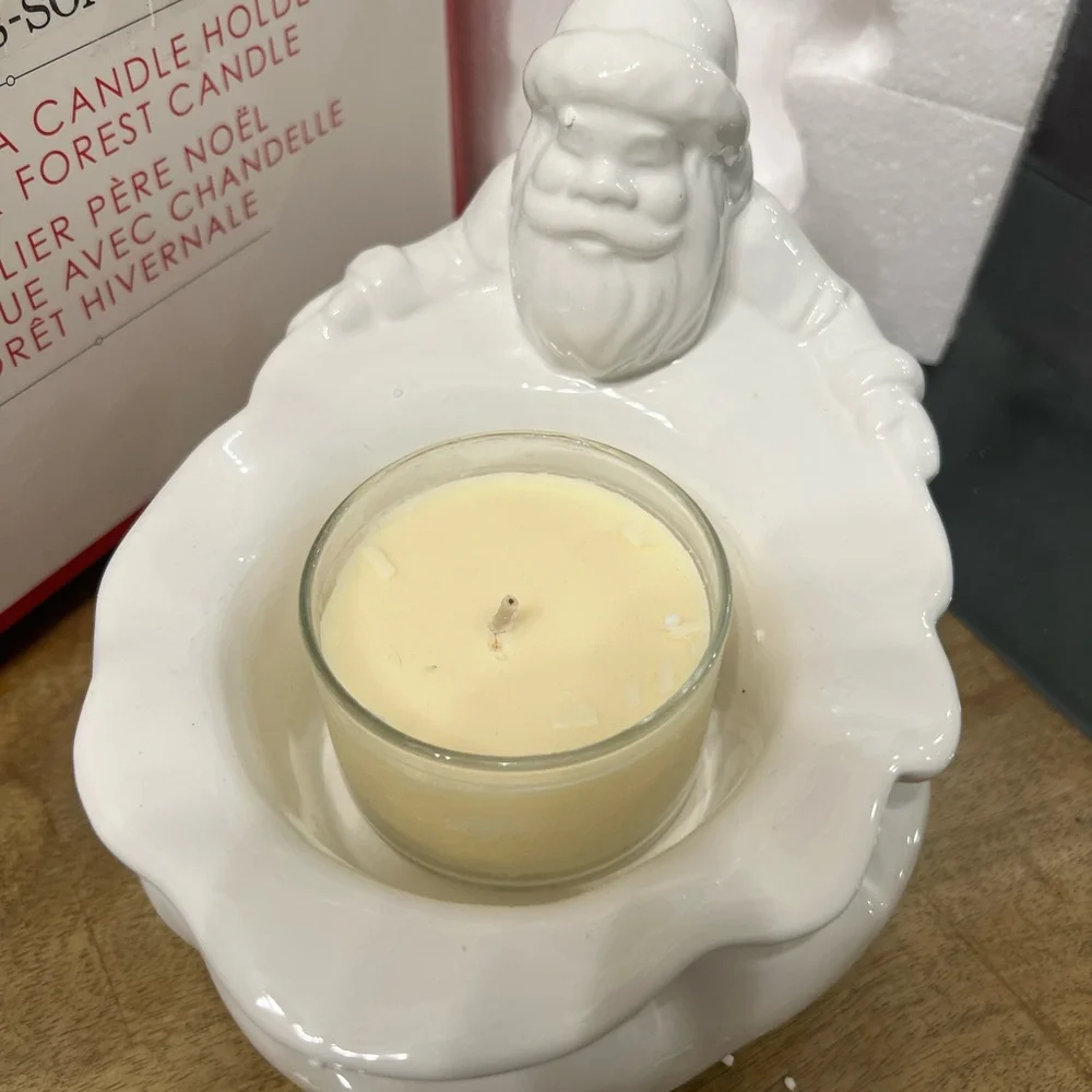 Williams Sonoma Ceramic Santa Candle Holder